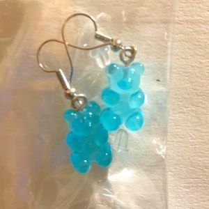 Gummi bear french hook blue earrings